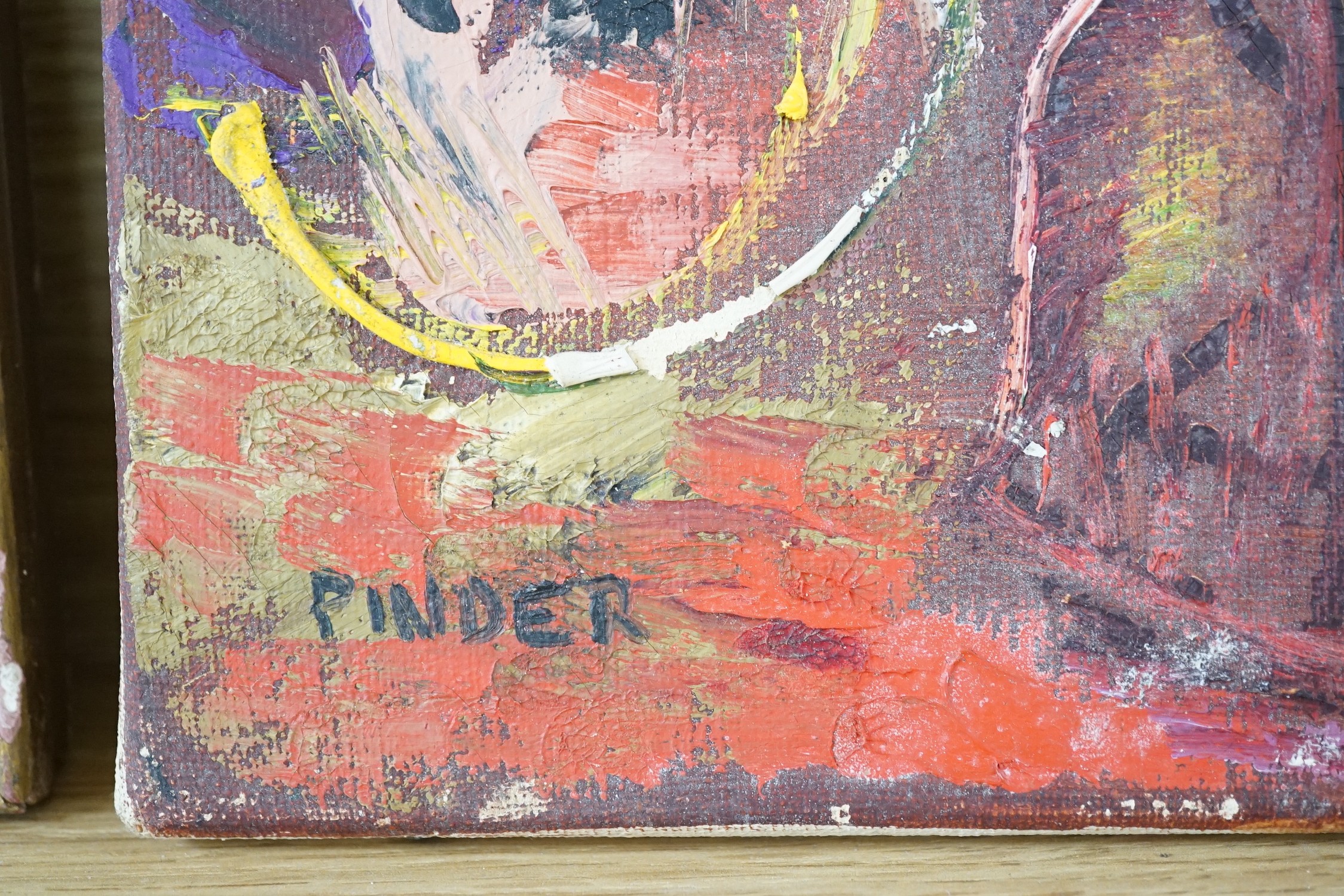 Pinder, oil on canvas, Abstract, signed, 40 x 30cm, unframed